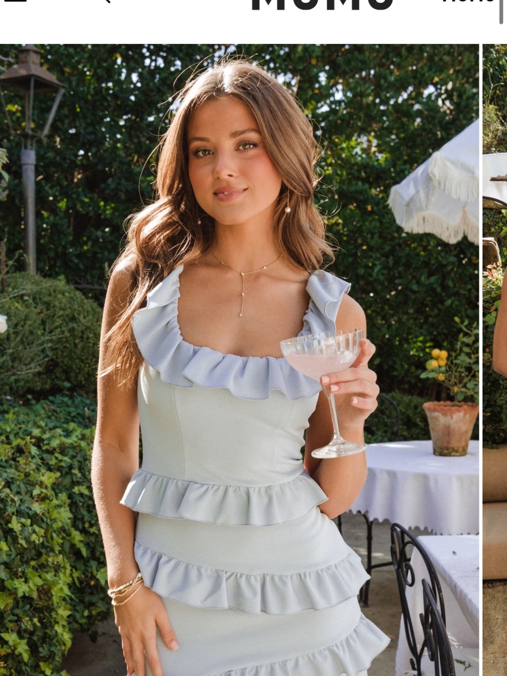 Light Blue Ruffle Tiered Dress